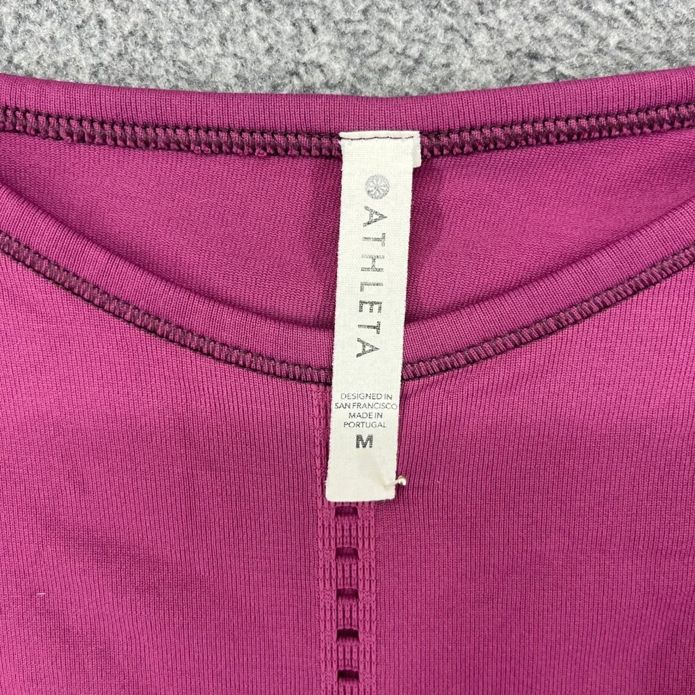 Athleta‎ Tank Top Womens Medium Purple Seamless Pointelle Split Back Activewear